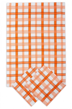 Bavlnění utěrky Oranžové káro 3 ks - vysoká gramáž 230g/m